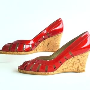 Stuart Weitzman Peep Toe Wedge Shoes 8.5